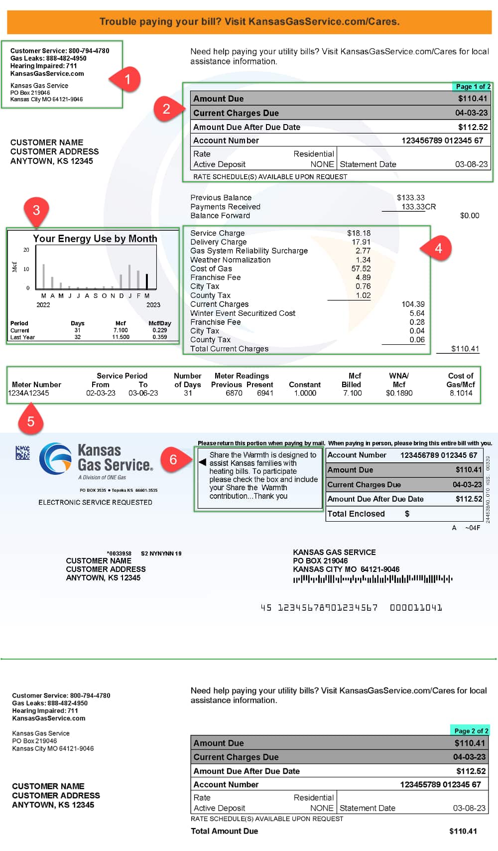 Kansas Gas Service bill example